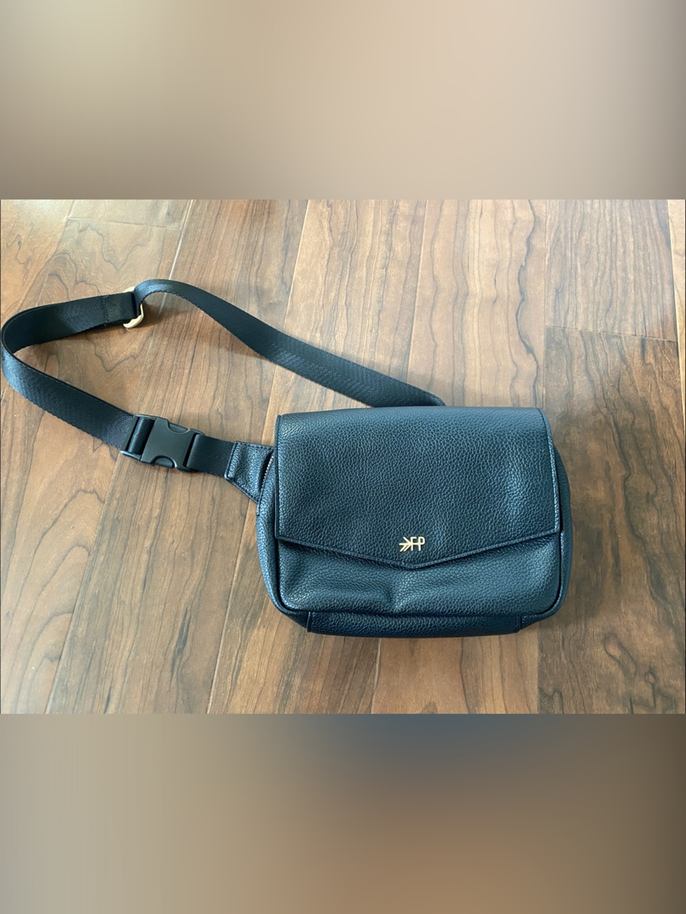 Black Leather Freshly Picked Crossbody Sling Belt Bag
